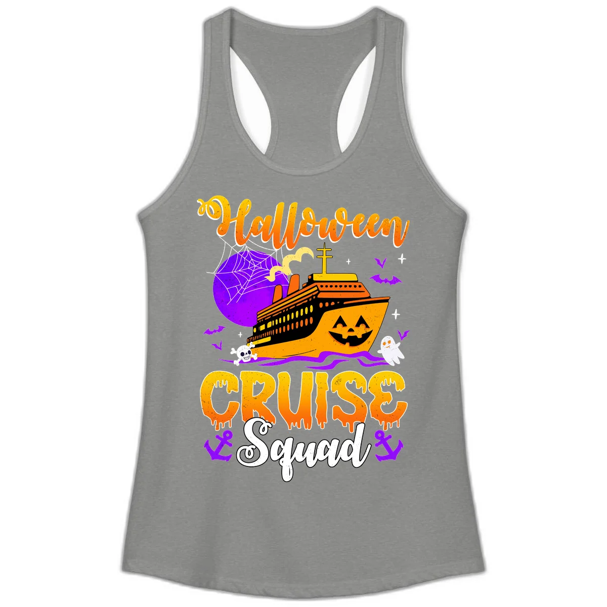 Halloween Cruise Squad Ladies Tank in Heather Grey
