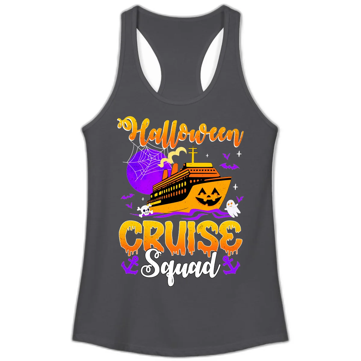 Halloween Cruise Squad Ladies Tank in Solid Dark Gray