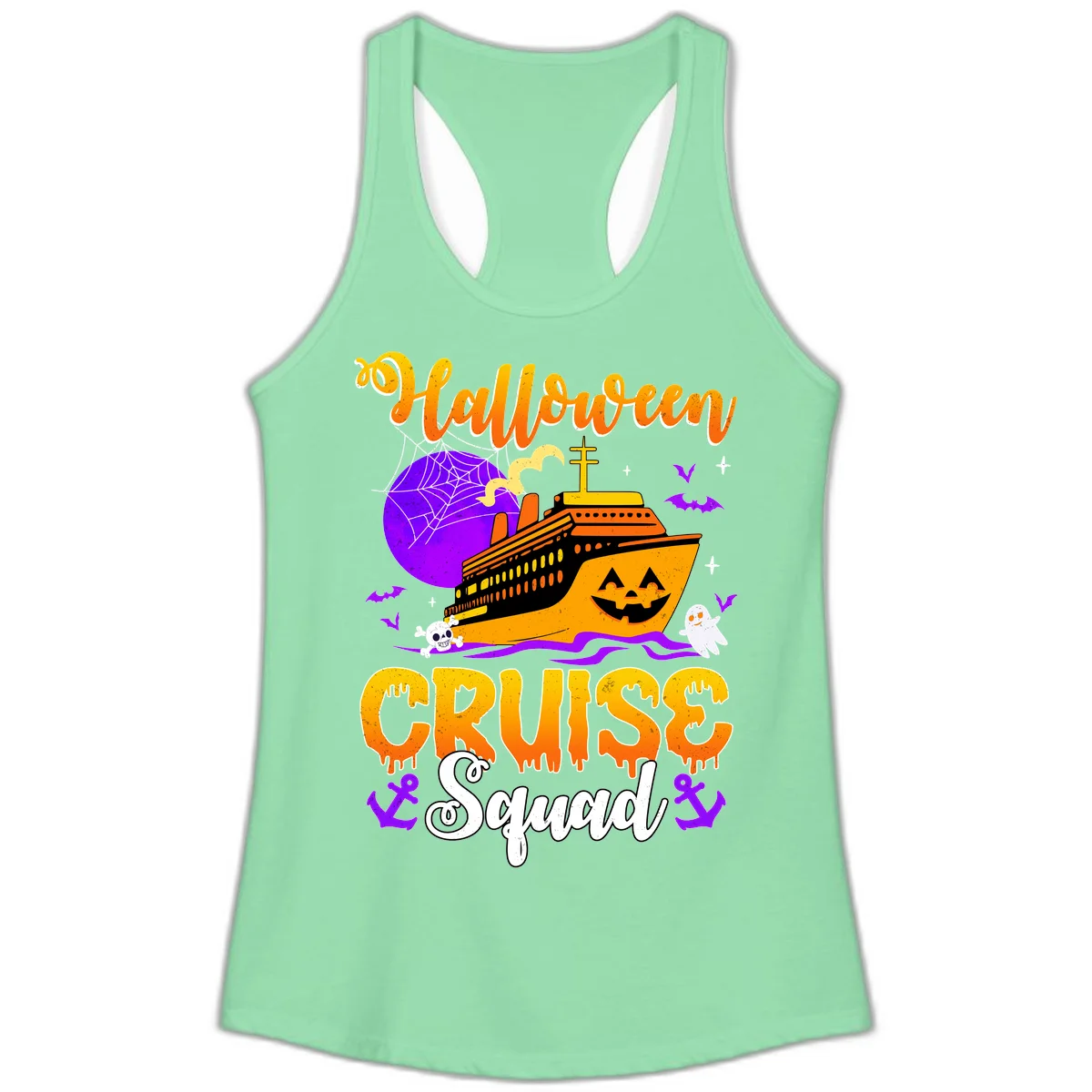Halloween Cruise Squad Ladies Tank in Solid Mint