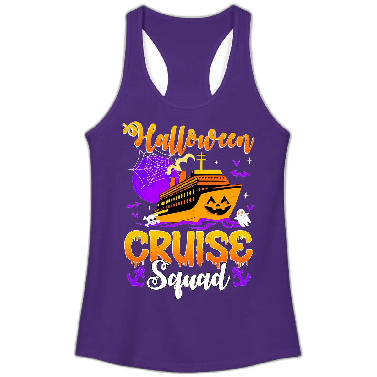 Halloween Cruise Squad Ladies Tank in Solid Purple Rush