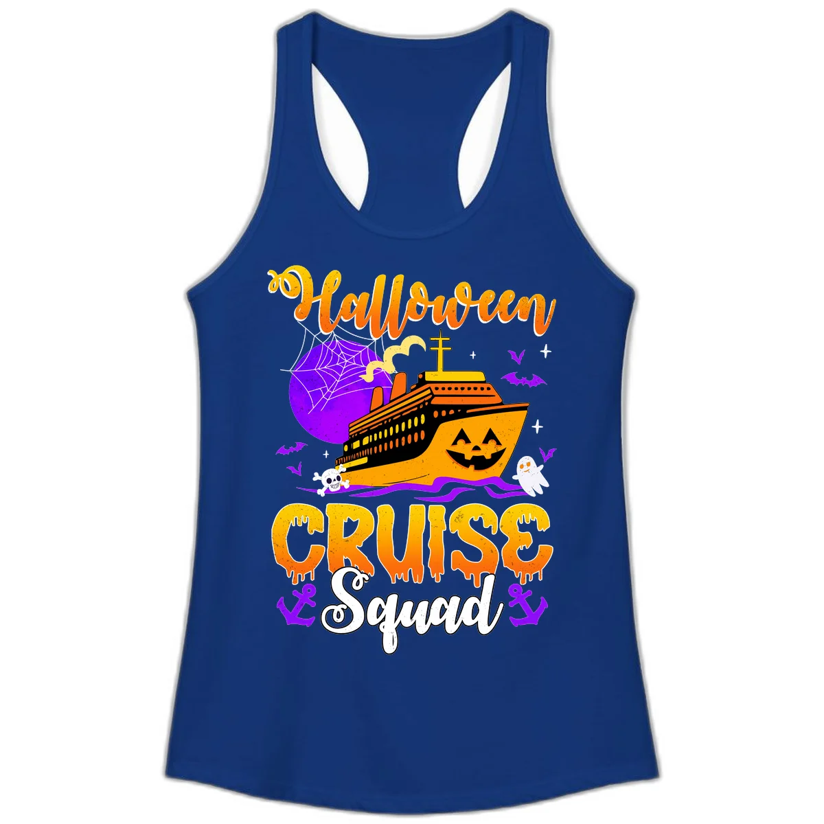 Halloween Cruise Squad Ladies Tank in Solid Royal