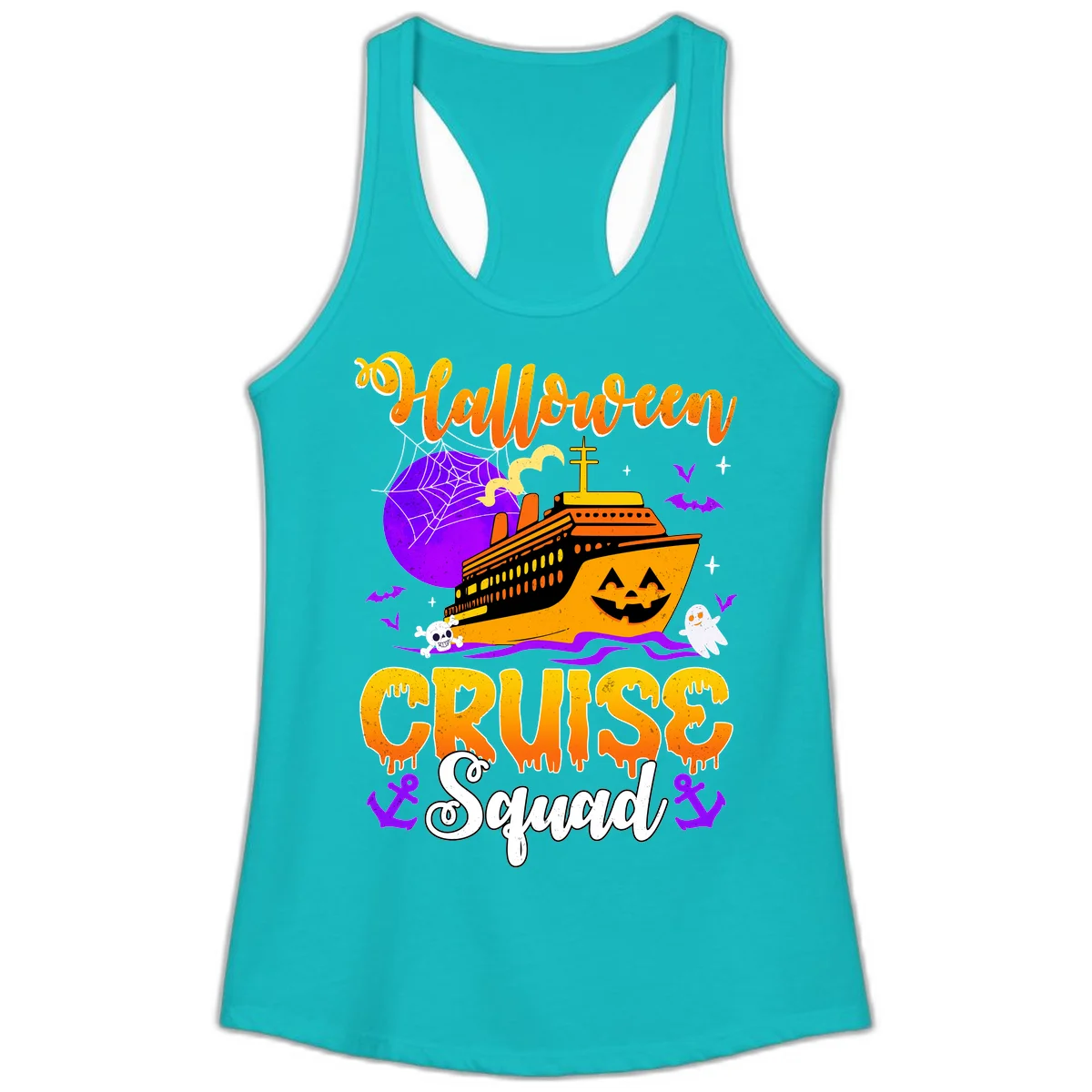 Halloween Cruise Squad Ladies Tank in Tahiti Blue
