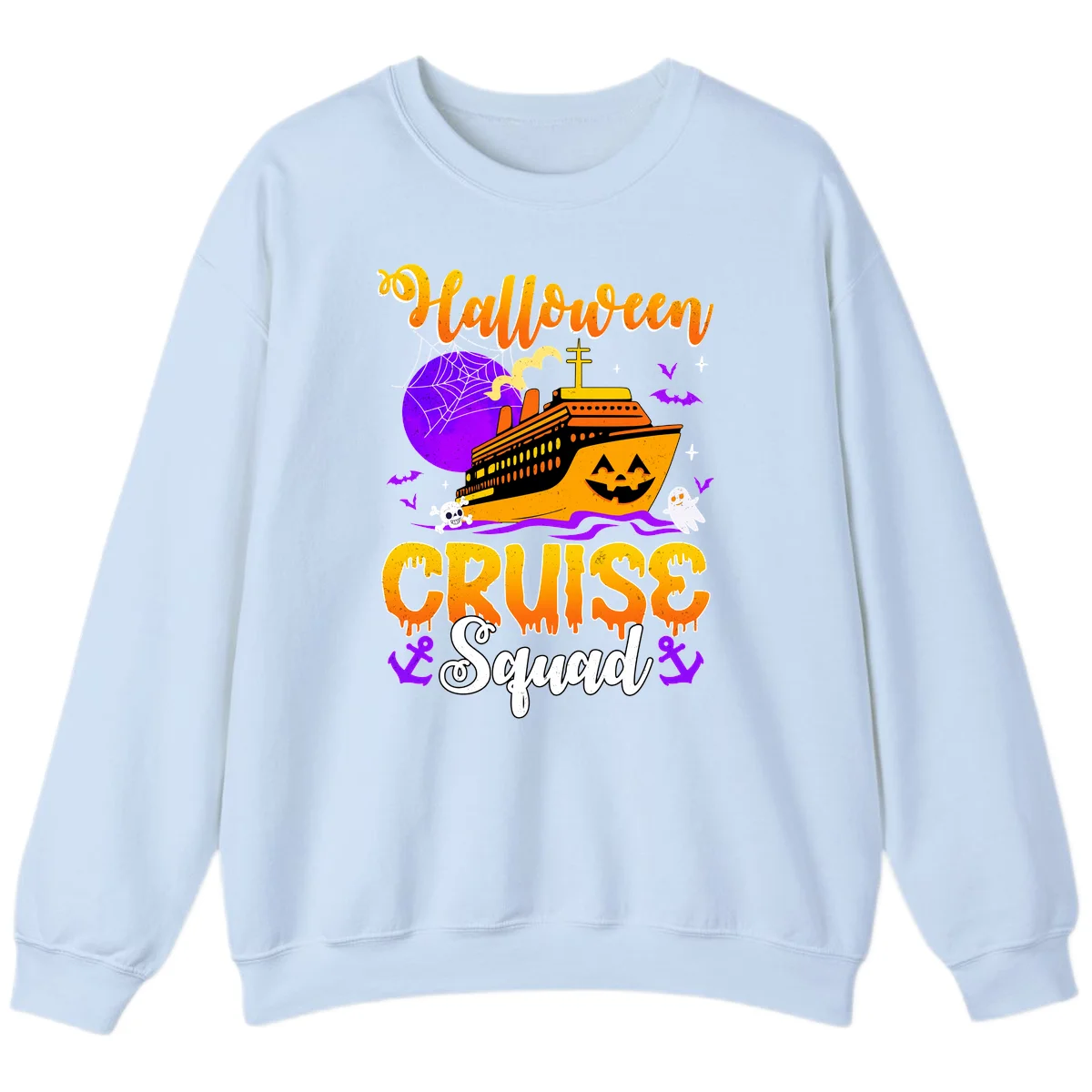 Halloween Cruise Squad Sweatshirt in Light Blue