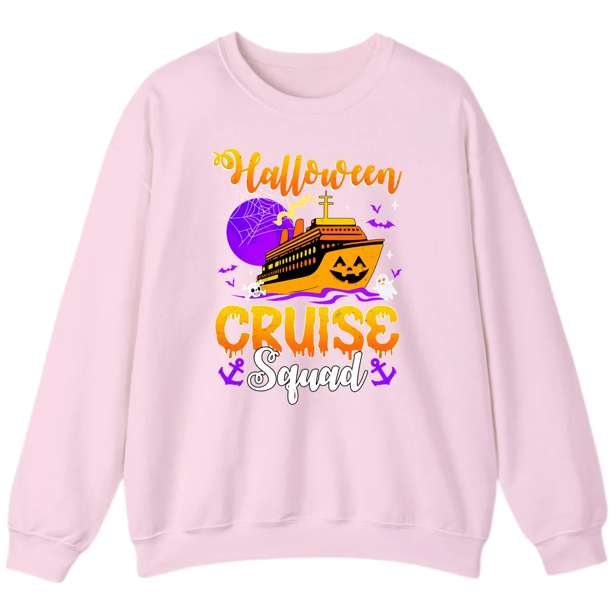 Halloween Cruise Squad Sweatshirt in Light Pink