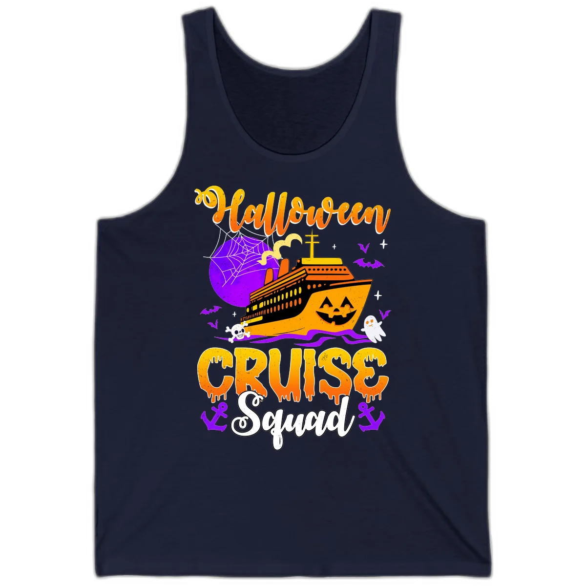 Halloween Cruise Squad Tank in Navy