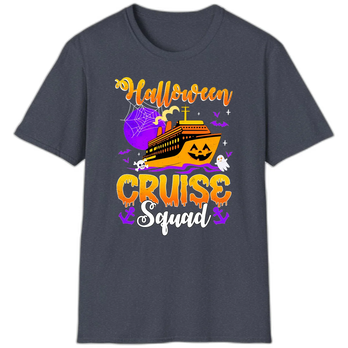 Halloween Cruise Squad T-Shirt in Heather Navy