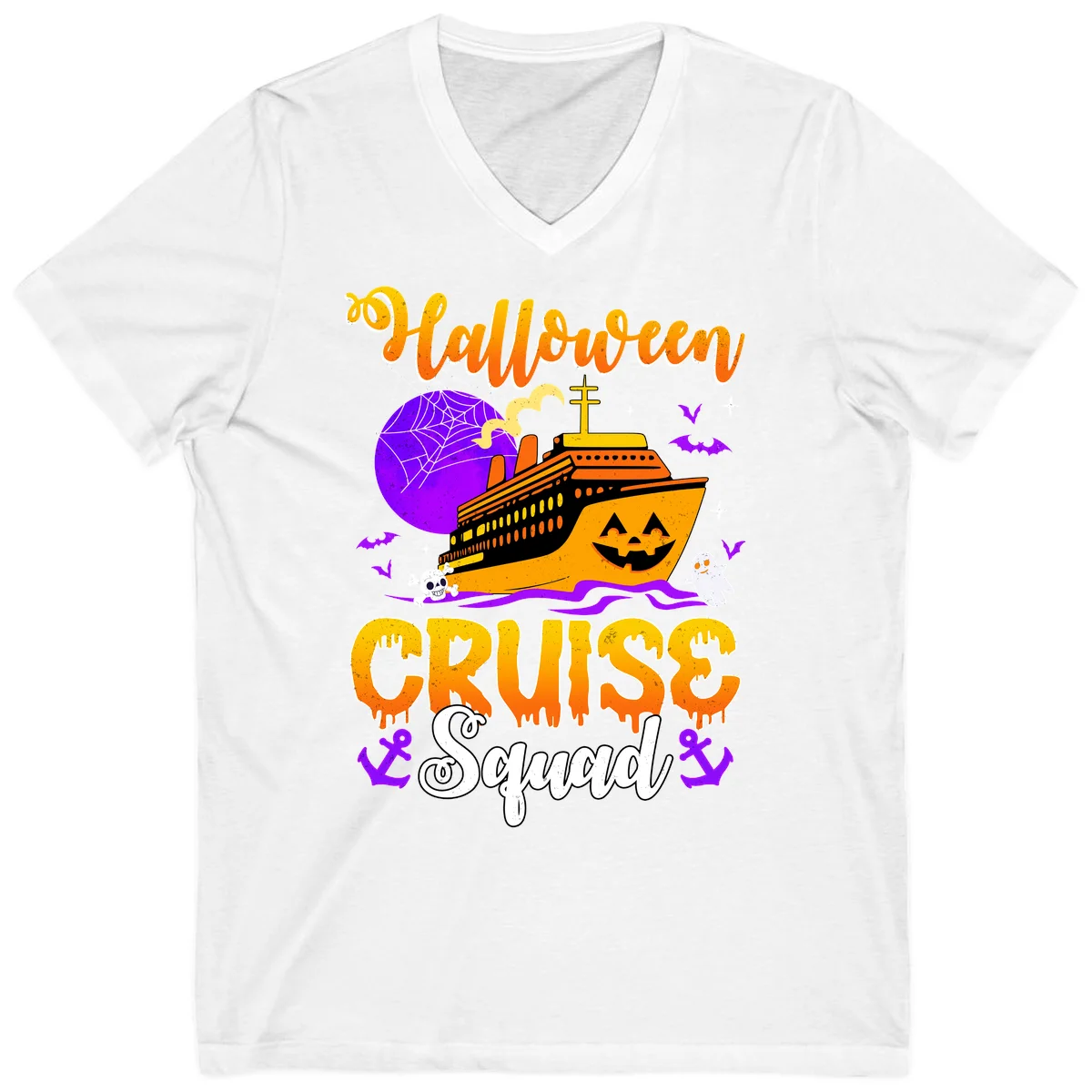 Halloween Cruise Squad V-Neck in White