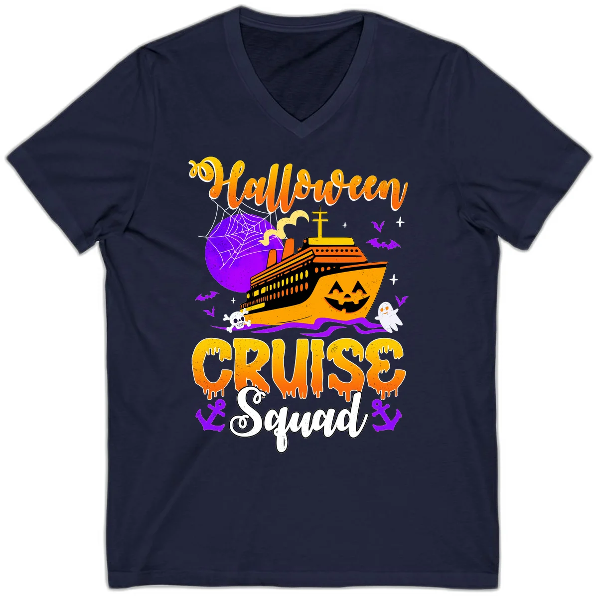 Halloween Cruise Squad V-Neck in Navy