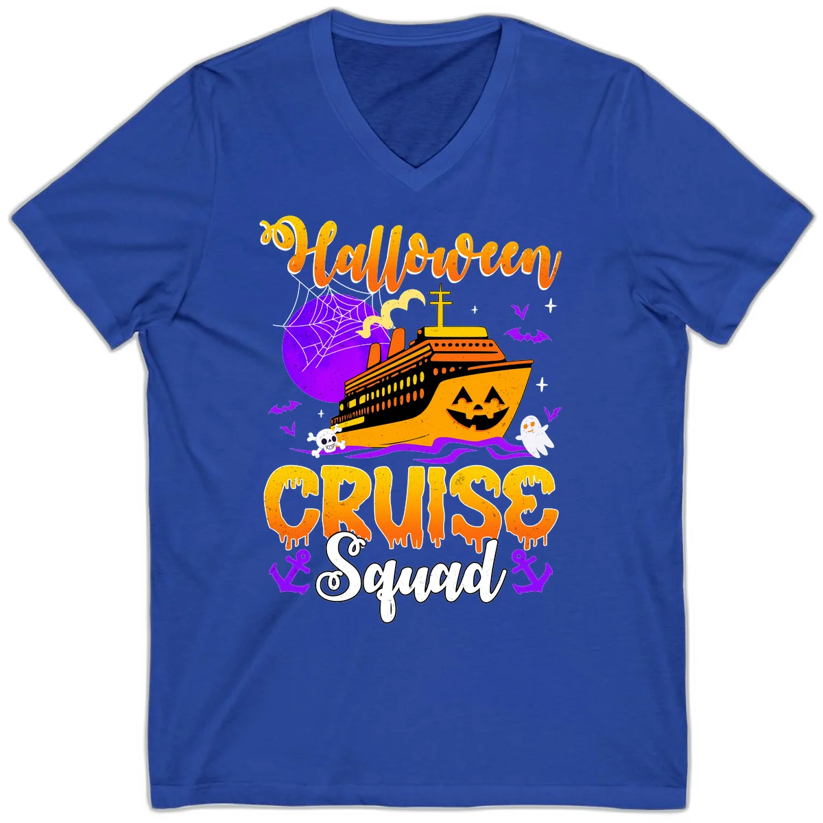 Halloween Cruise Squad V-Neck in True Royal