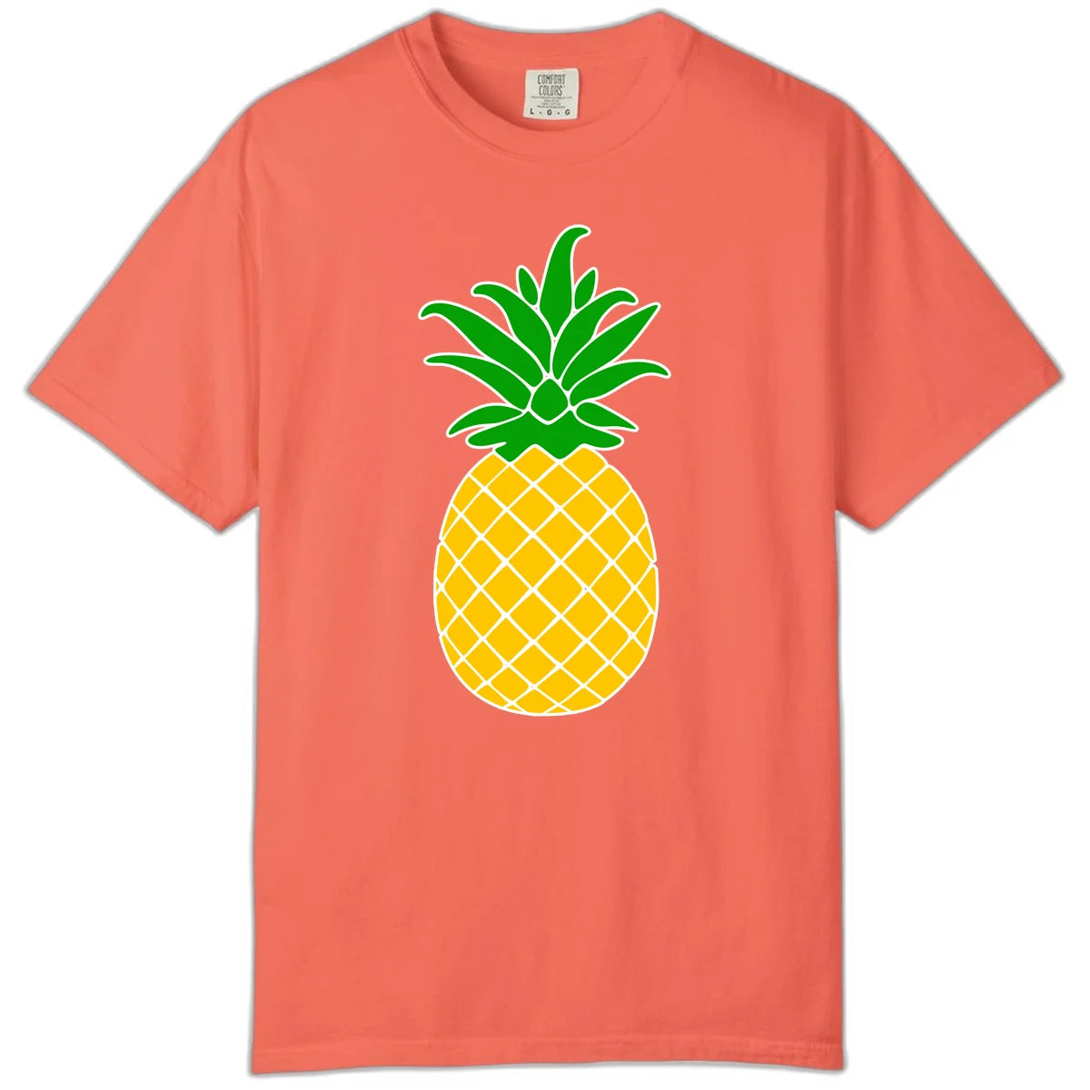 Tropical Pineapple Crown Comfort Color T-Shirt in Bright Salmon