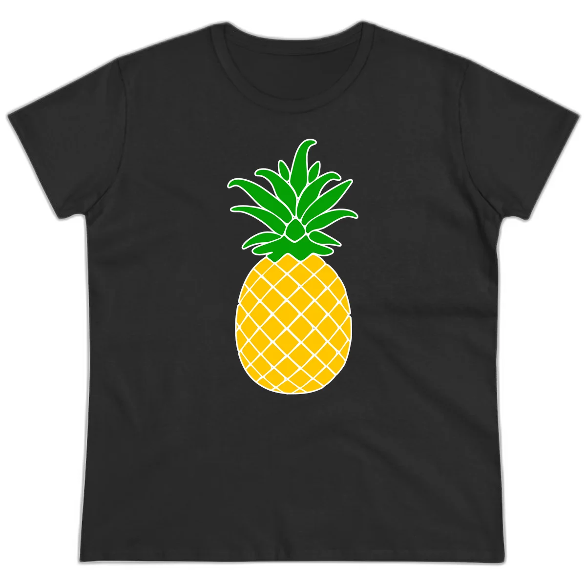 Tropical Pineapple Crown Ladies Tee in Black