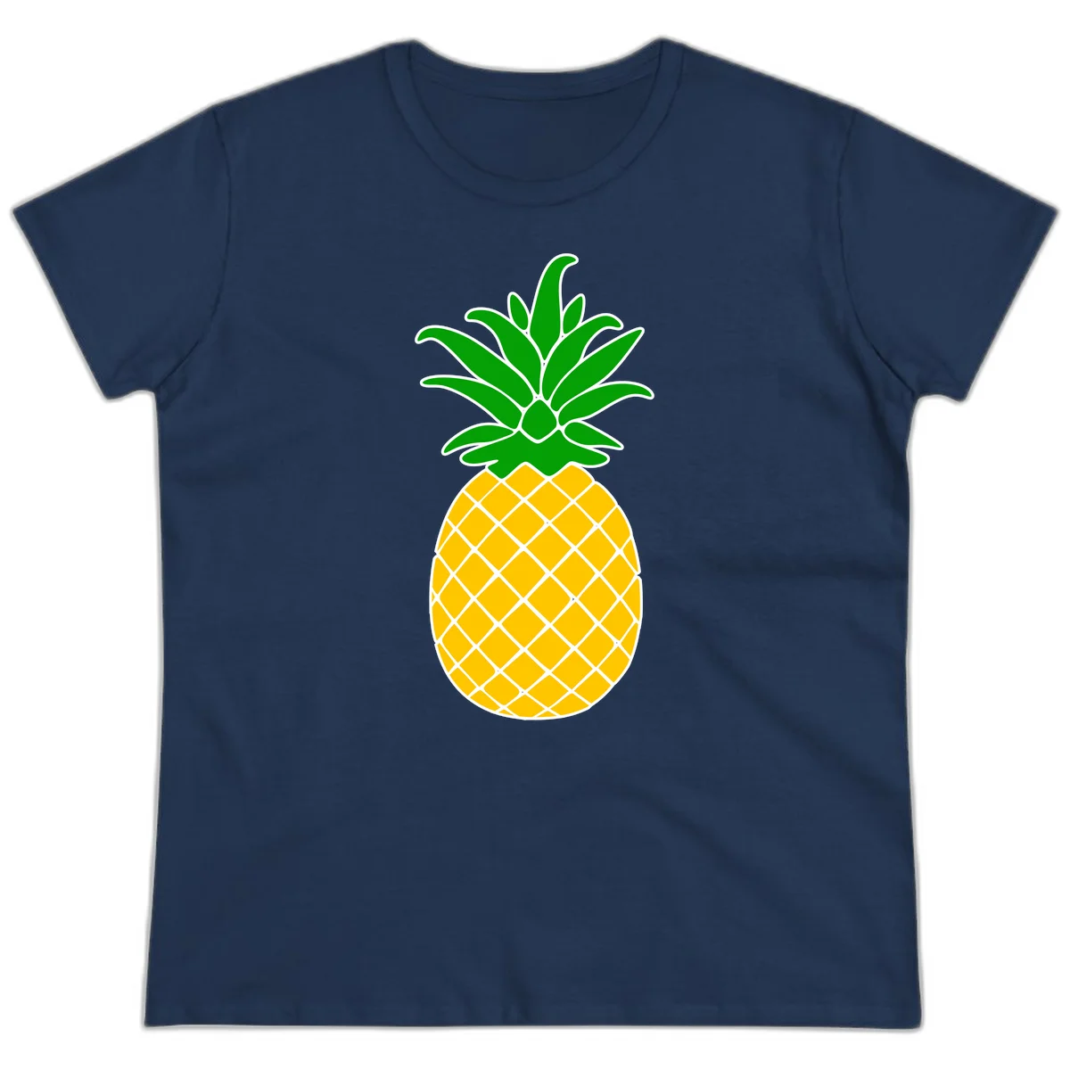 Tropical Pineapple Crown Ladies Tee in Navy