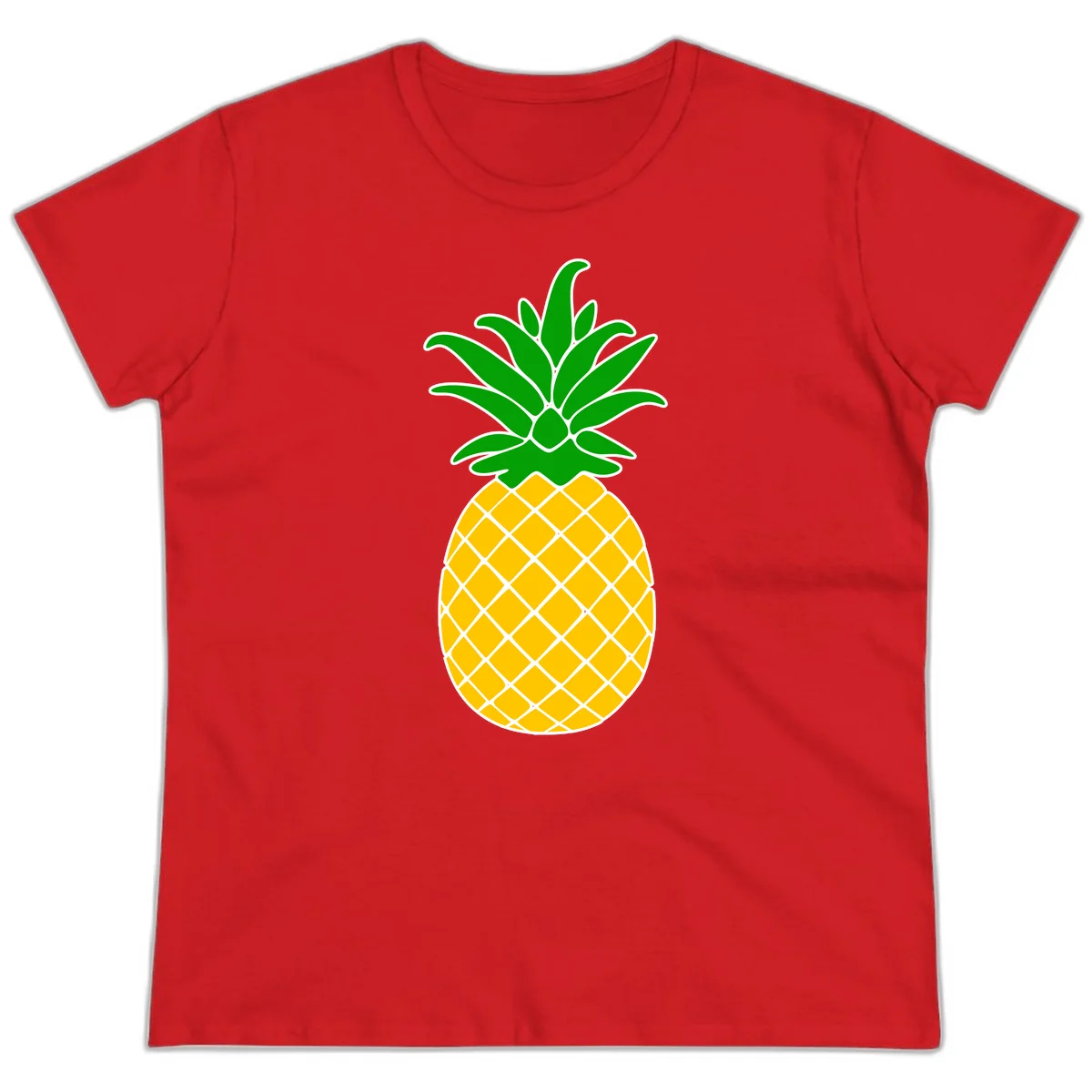 Tropical Pineapple Crown Ladies Tee in Red