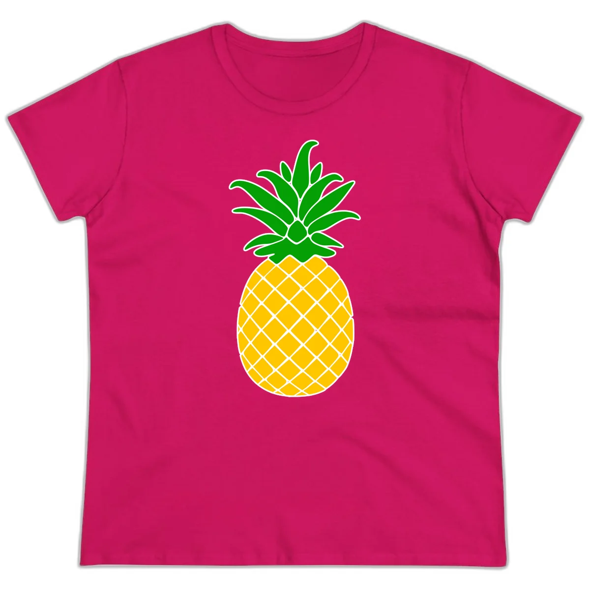 Tropical Pineapple Crown Ladies Tee in Heliconia