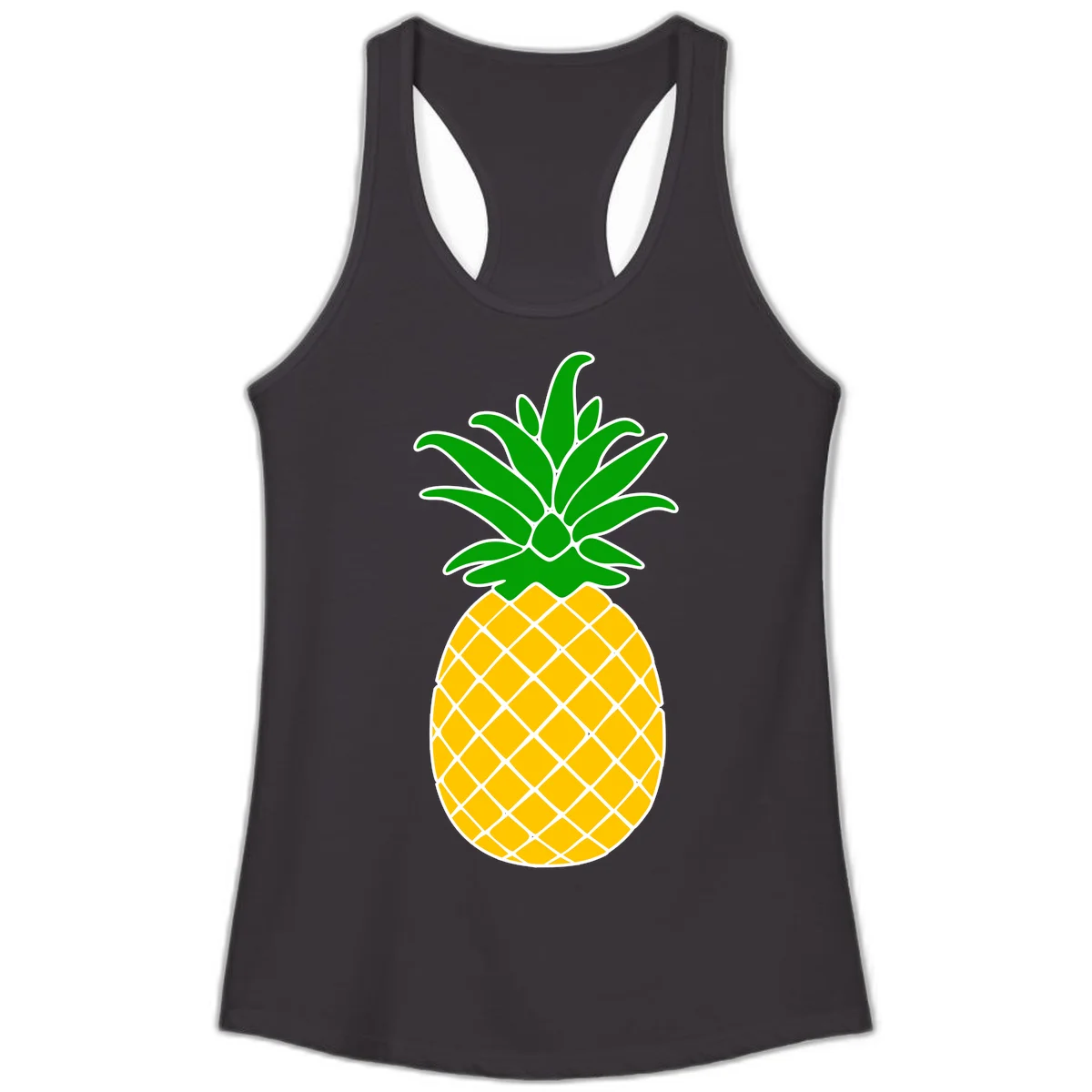 Tropical Pineapple Crown Ladies Tank in Black