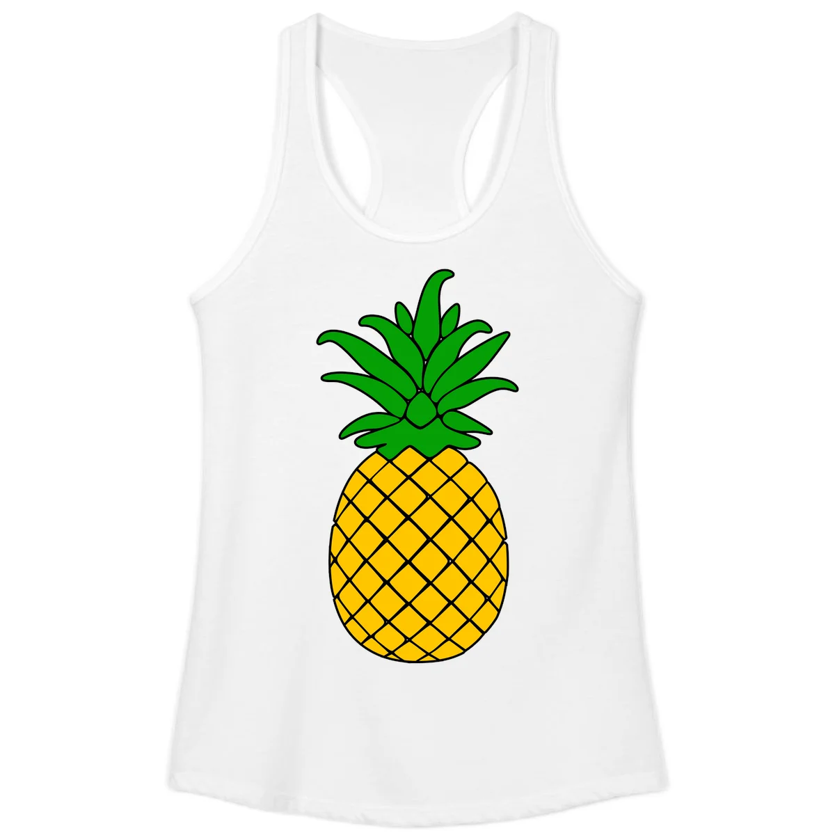 Tropical Pineapple Crown Ladies Tank in White