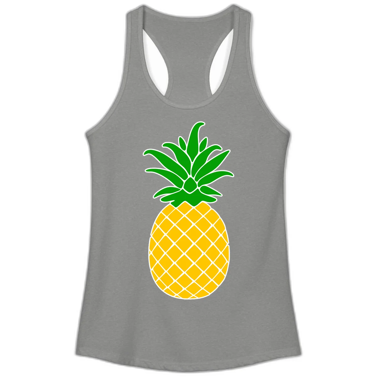 Tropical Pineapple Crown Ladies Tank in Heather Grey