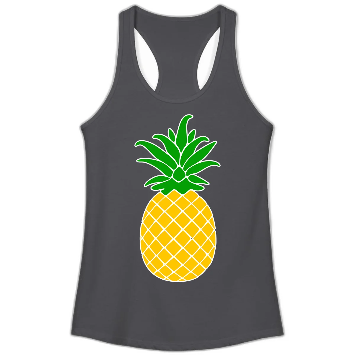 Tropical Pineapple Crown Ladies Tank in Solid Dark Gray