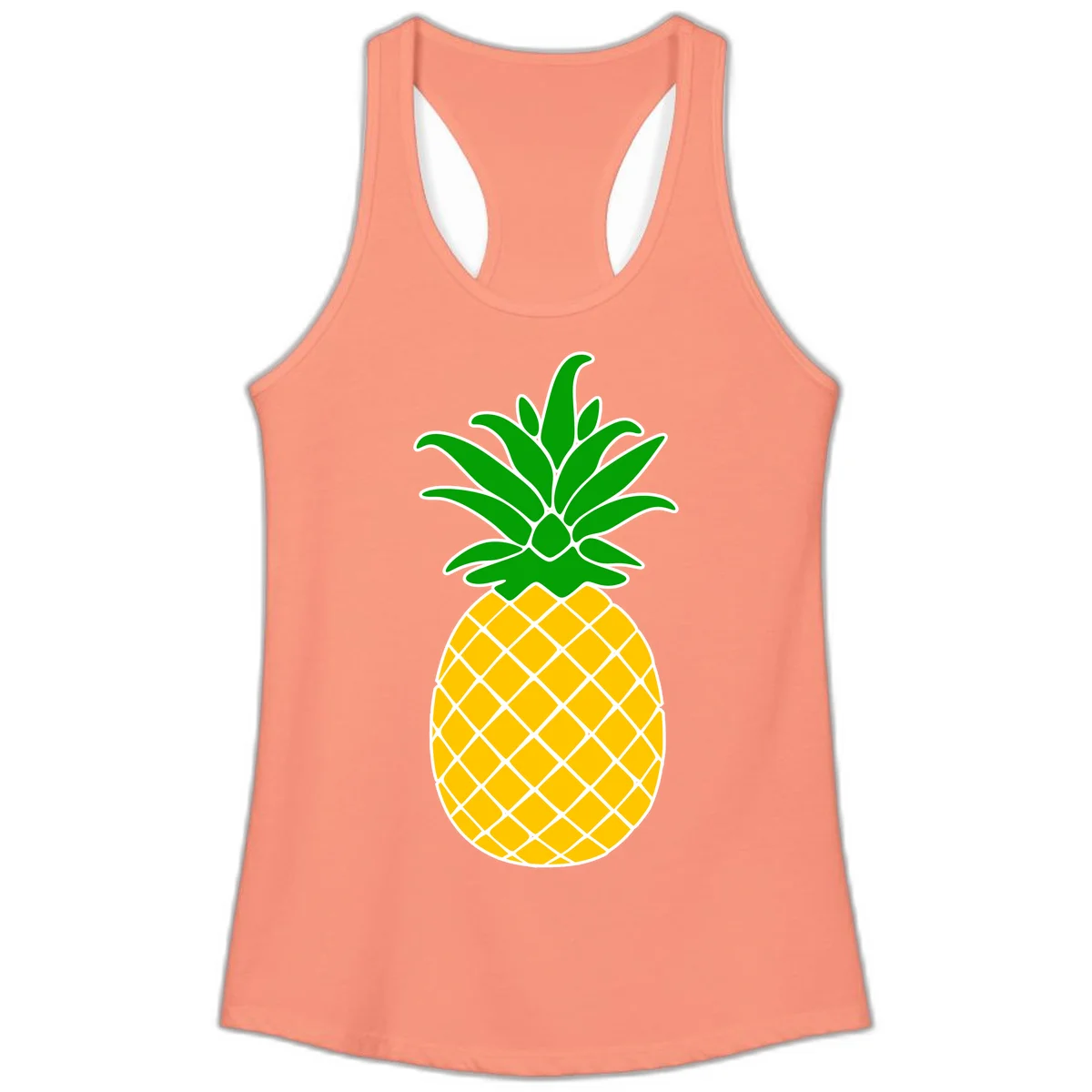 Tropical Pineapple Crown Ladies Tank in Solid Light Orange