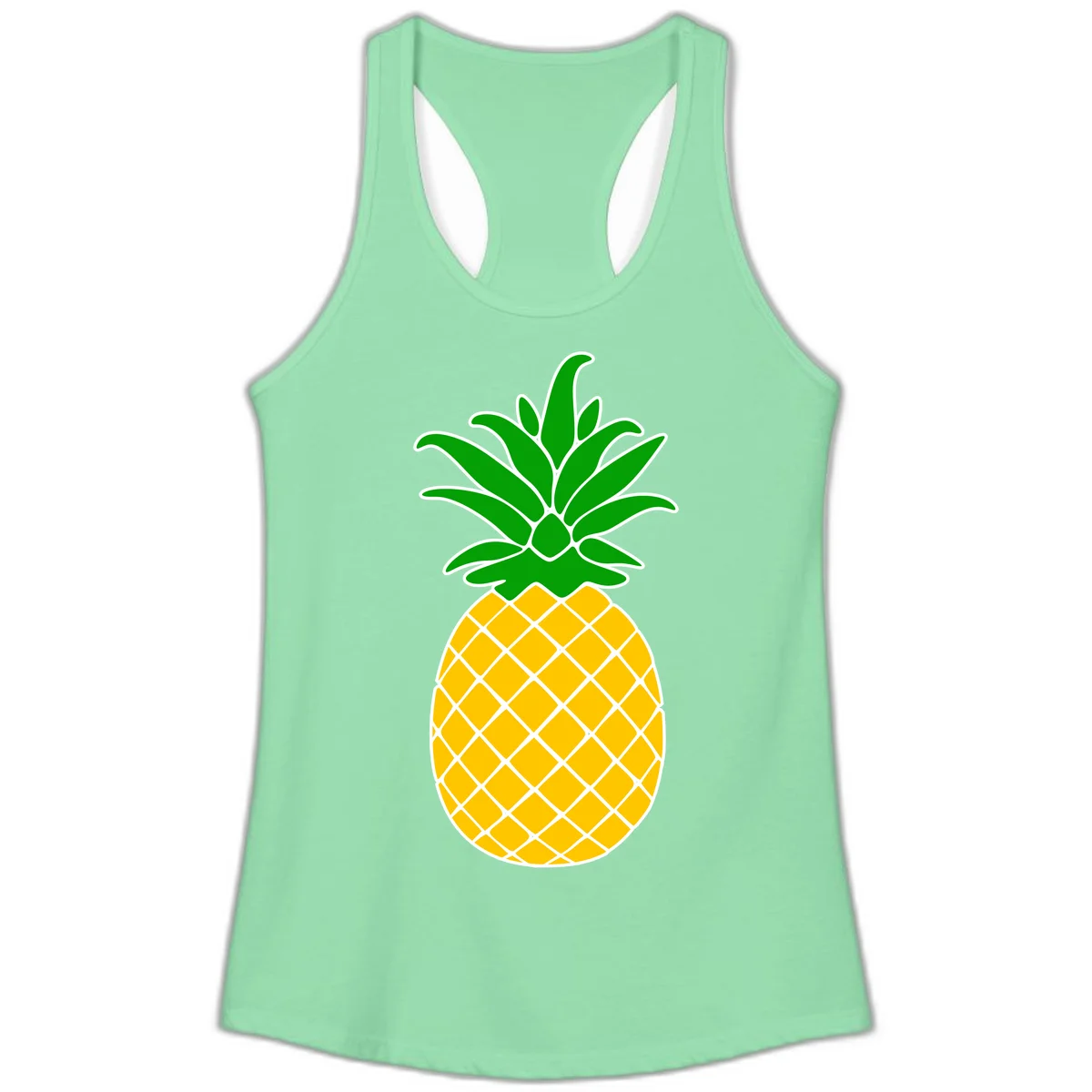 Tropical Pineapple Crown Ladies Tank in Solid Mint