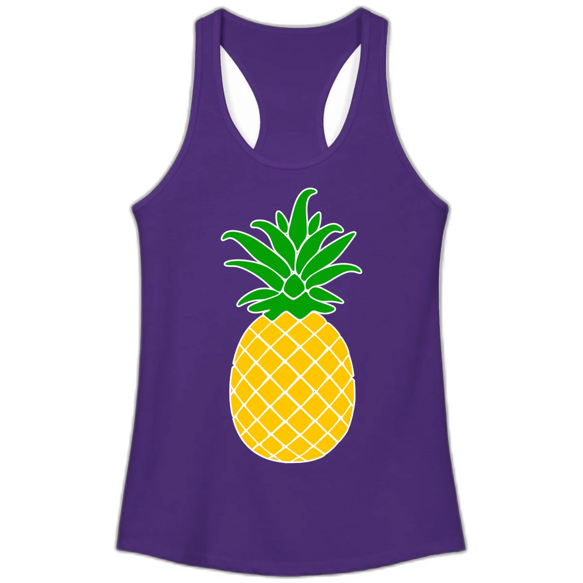 Tropical Pineapple Crown Ladies Tank in Solid Purple Rush