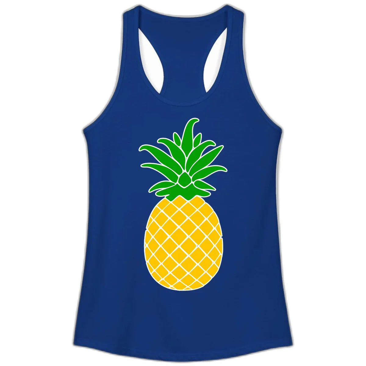 Tropical Pineapple Crown Ladies Tank in Solid Royal