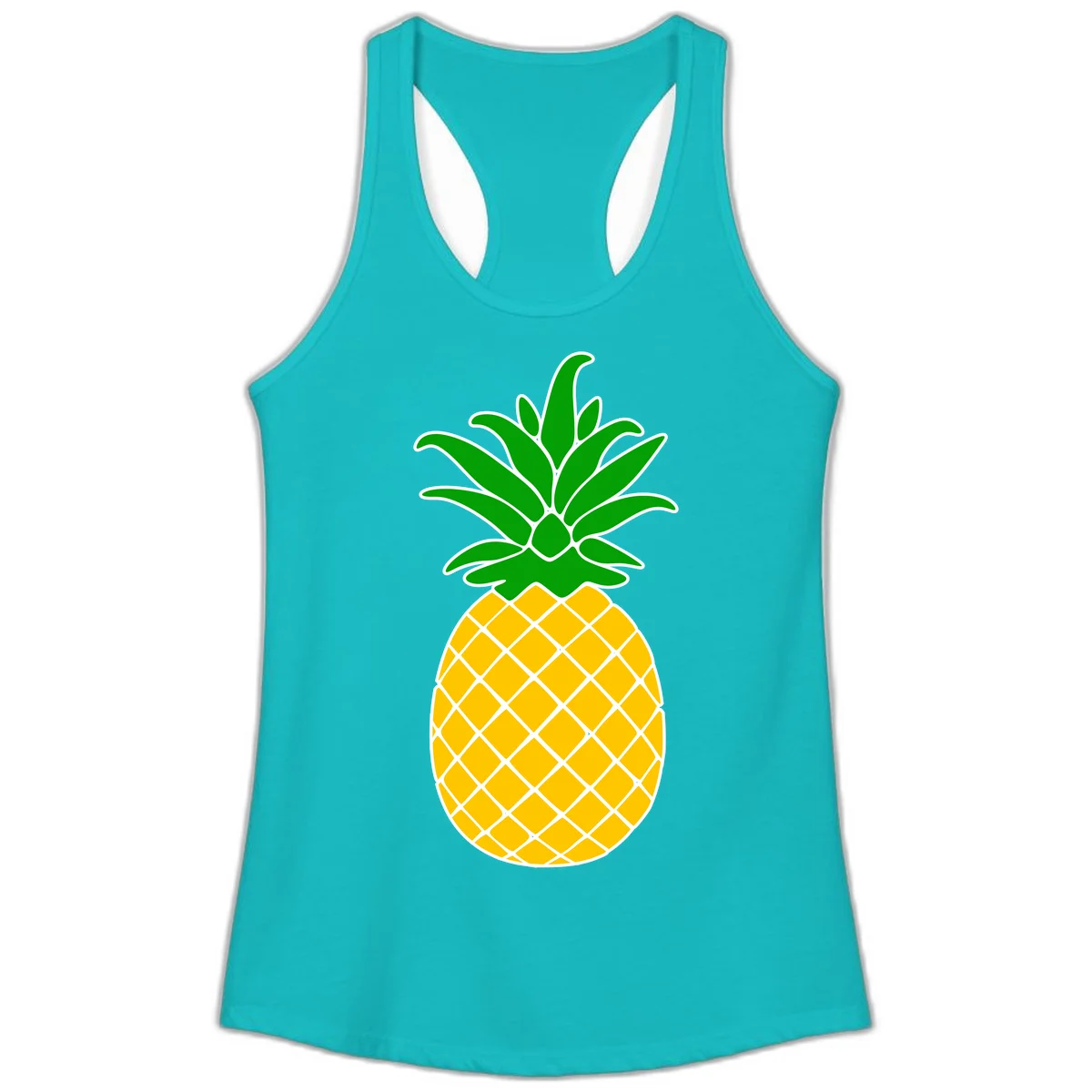 Tropical Pineapple Crown Ladies Tank in Tahiti Blue