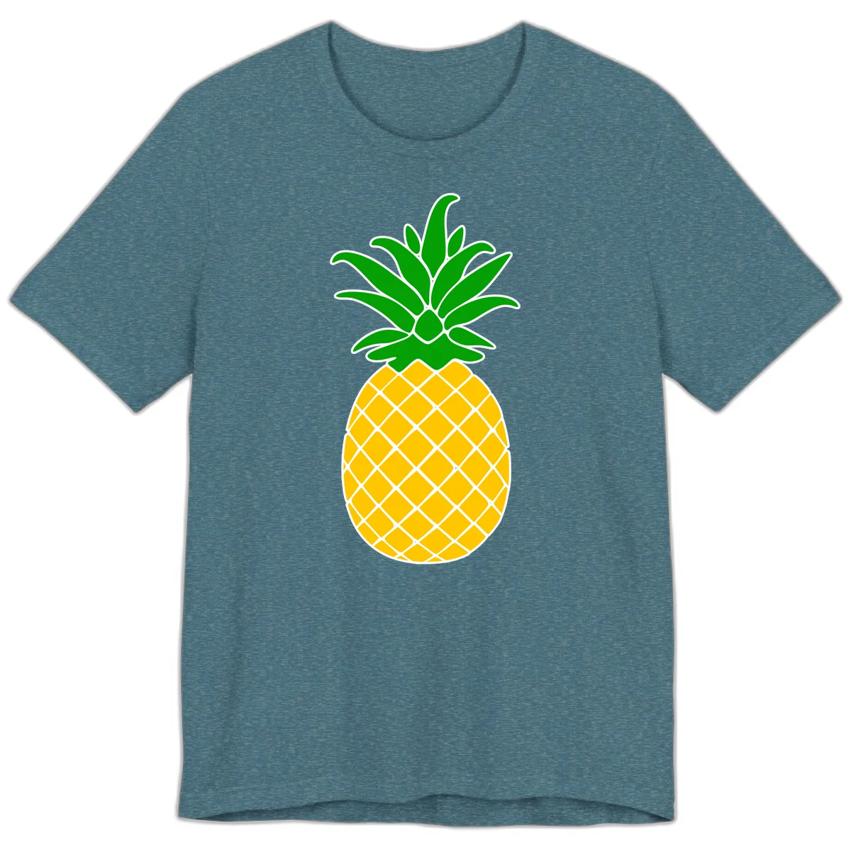 Tropical Pineapple Crown Premium T-Shirt in Heather Deep Teal