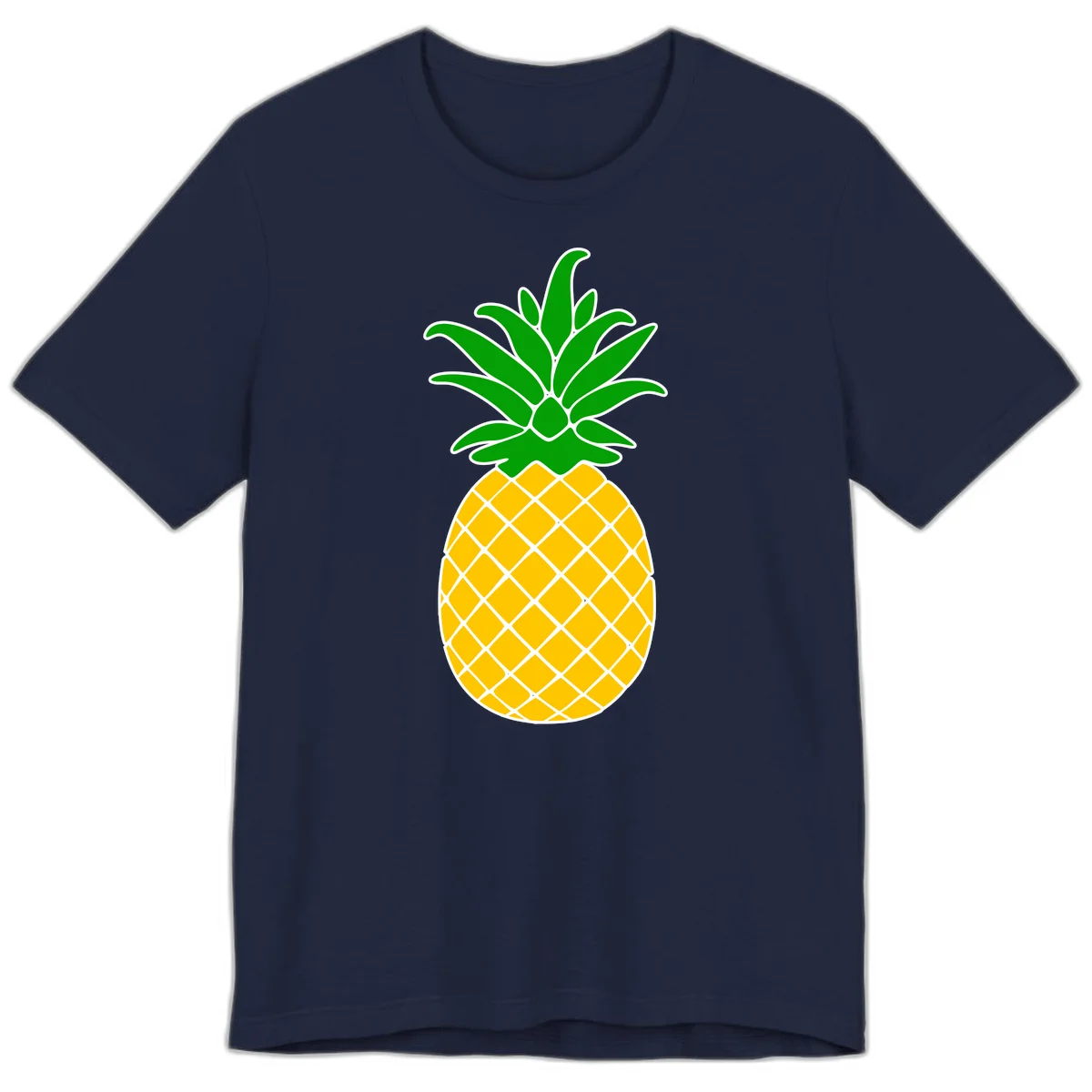 Tropical Pineapple Crown Premium T-Shirt in Navy