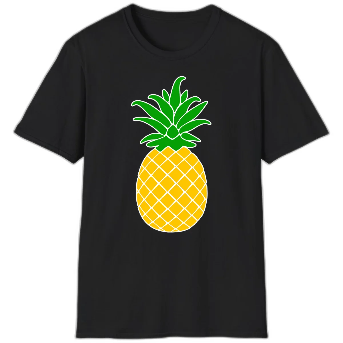 Tropical Pineapple Crown T-Shirt in Black