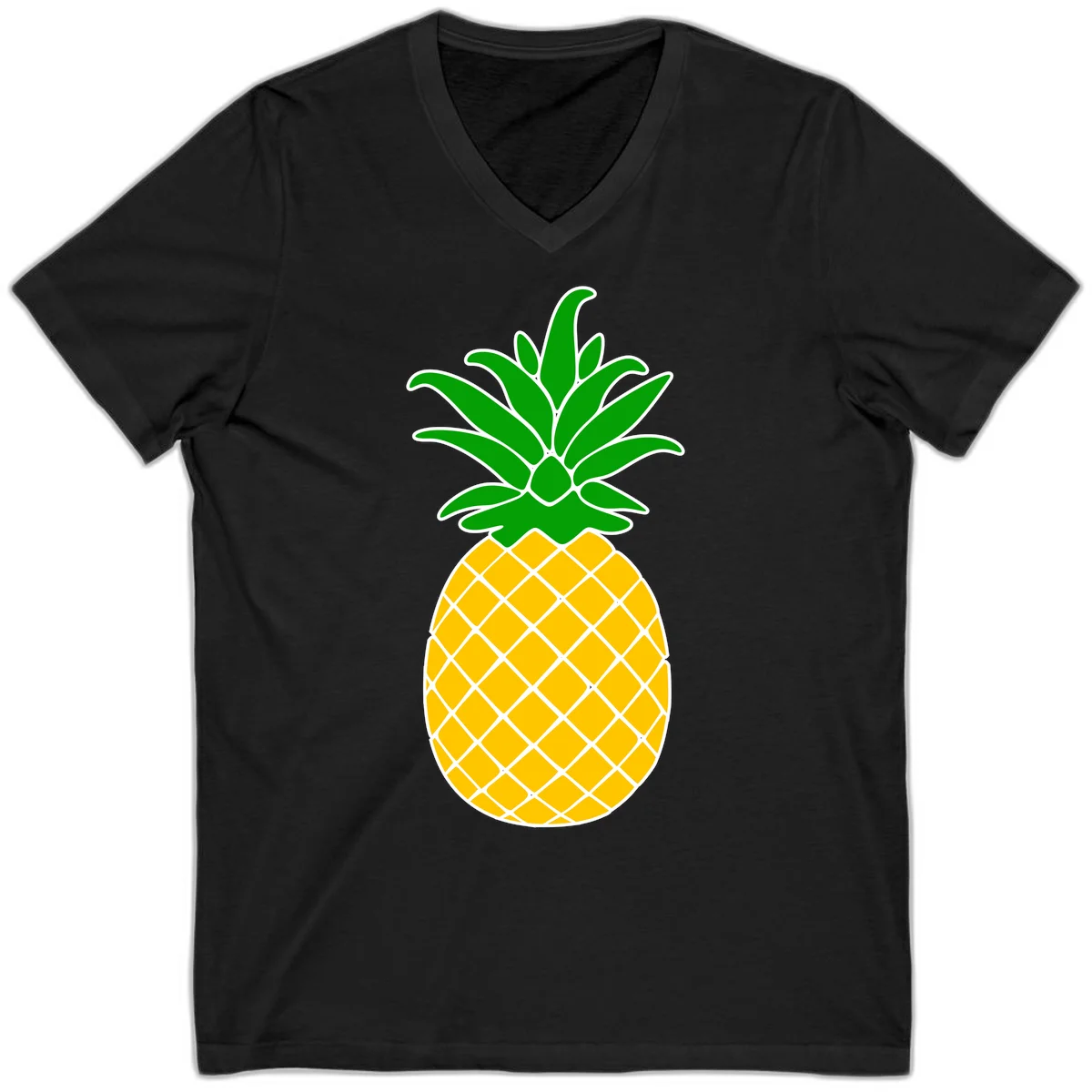 Tropical Pineapple Crown V-Neck Tee in Black
