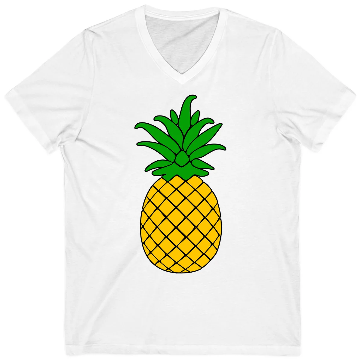 Tropical Pineapple Crown V-Neck Tee in White