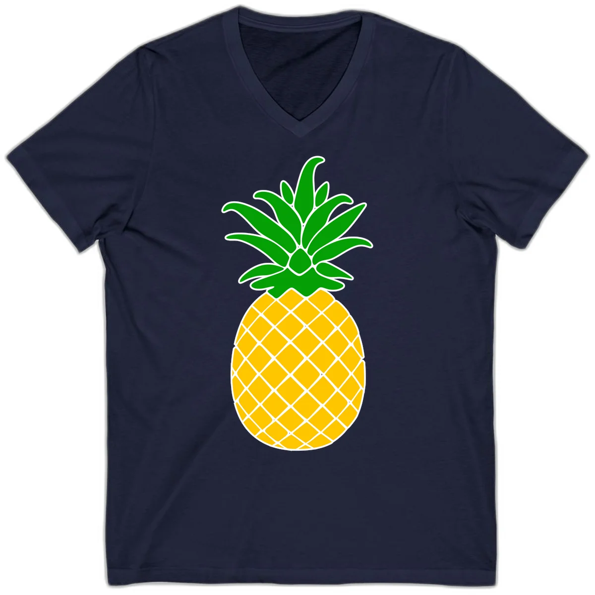 Tropical Pineapple Crown V-Neck Tee in Navy