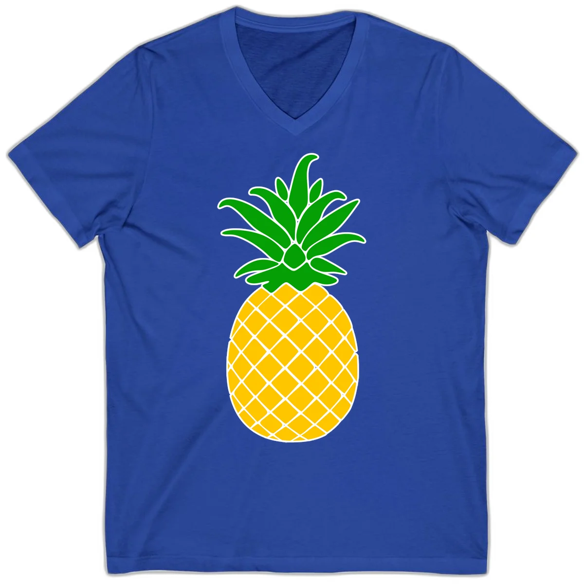 Tropical Pineapple Crown V-Neck Tee in True Royal
