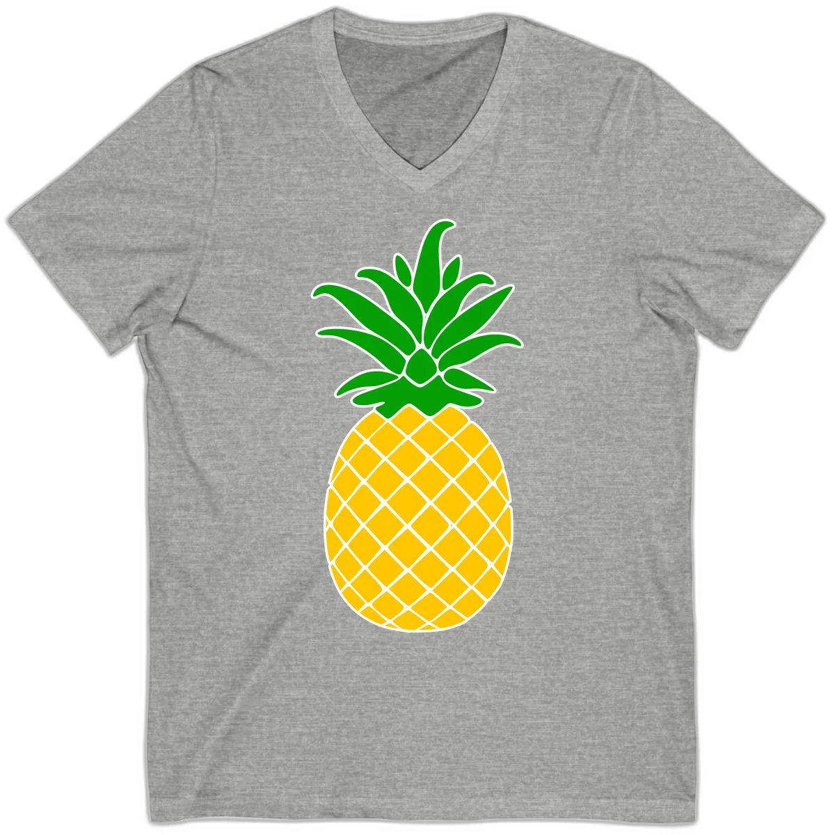 Tropical Pineapple Crown V-Neck Tee in Athletic Heather