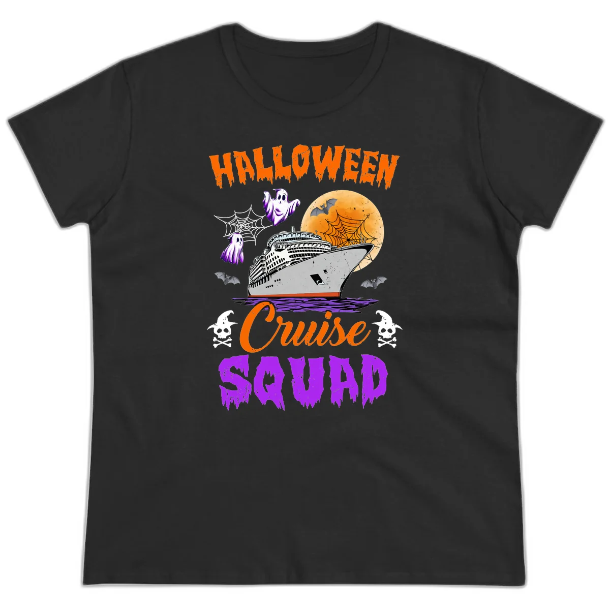 Halloween Cruise Squad Ladies Tee in Black