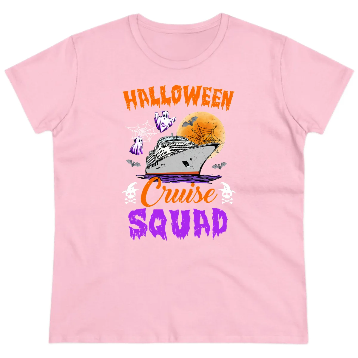 Halloween Cruise Squad Ladies Tee in Light Pink