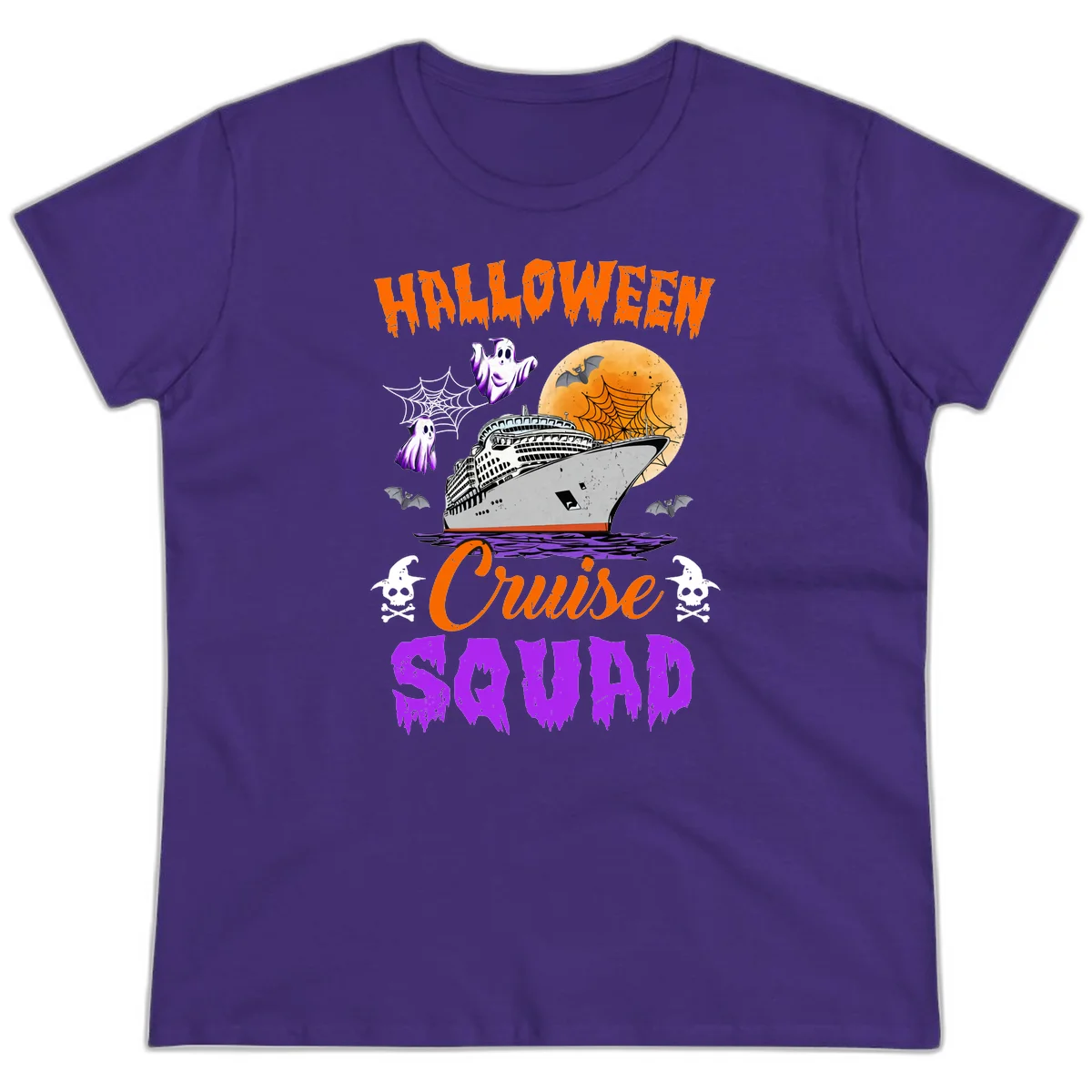 Halloween Cruise Squad Ladies Tee in Purple