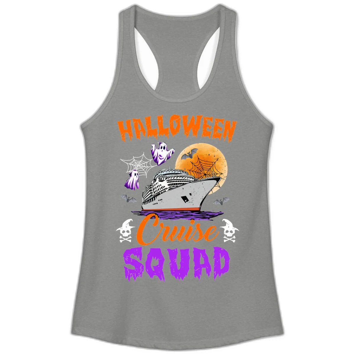 Halloween Cruise Squad Ladies Tank in Heather Grey