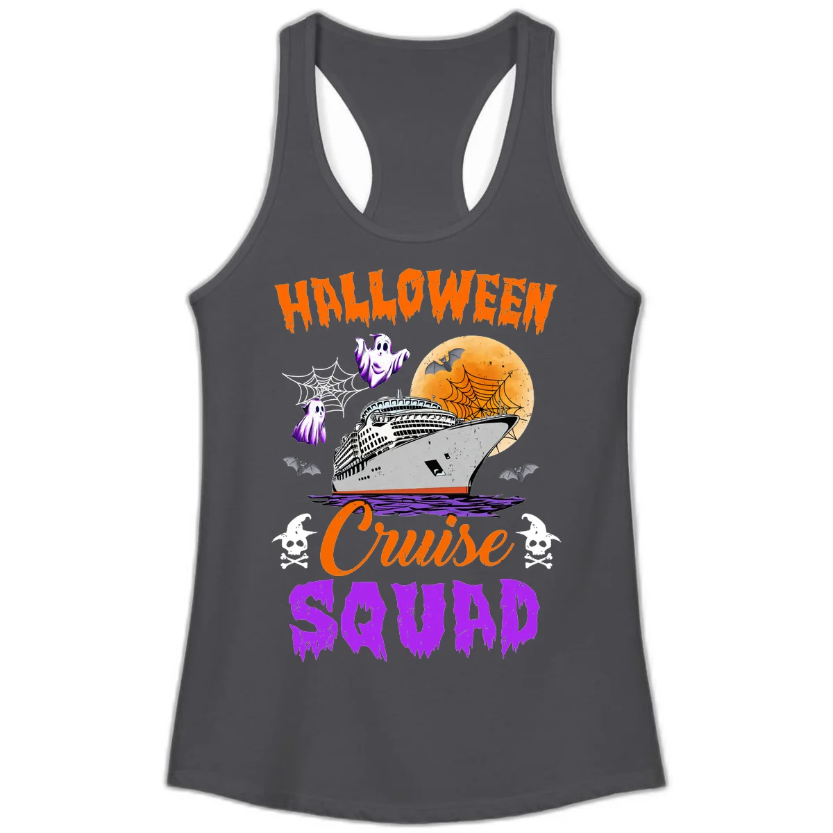Halloween Cruise Squad Ladies Tank in Solid Dark Gray