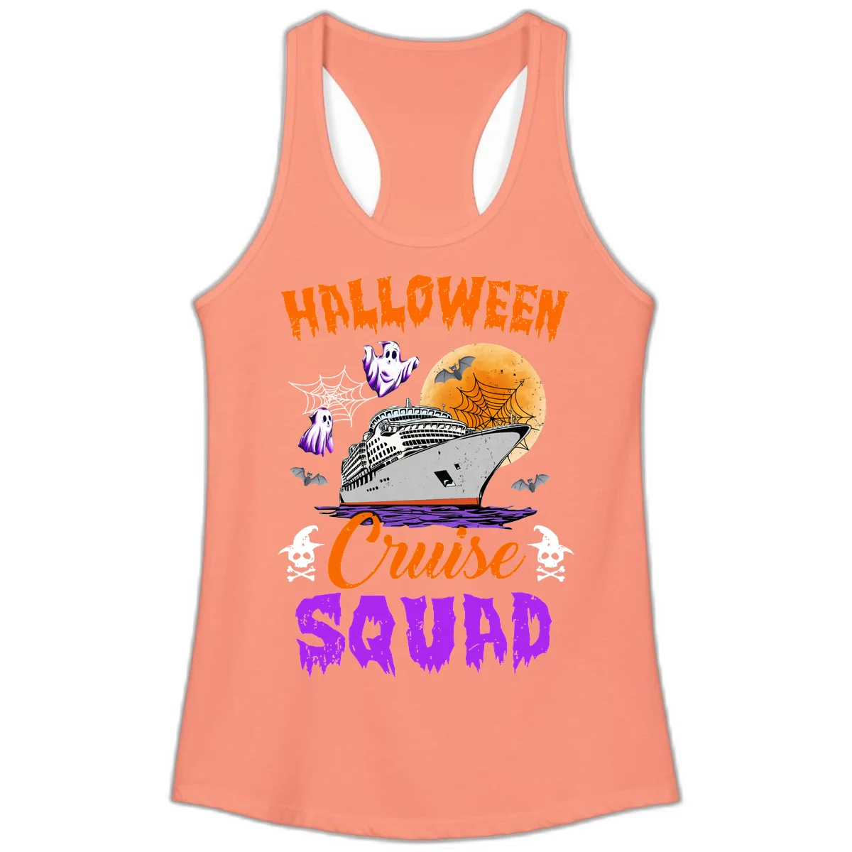 Halloween Cruise Squad Ladies Tank in Solid Light Orange