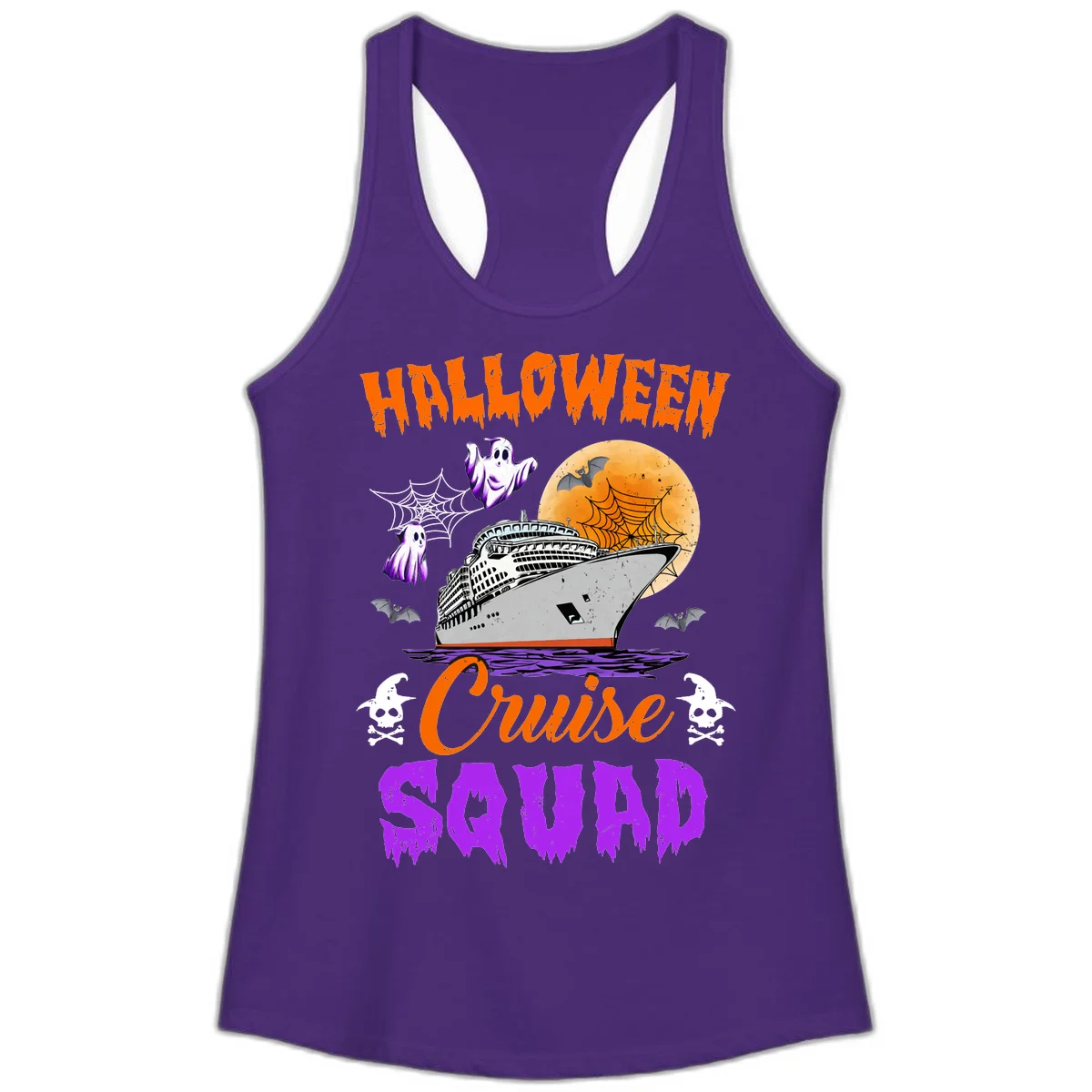 Halloween Cruise Squad Ladies Tank in Solid Purple Rush