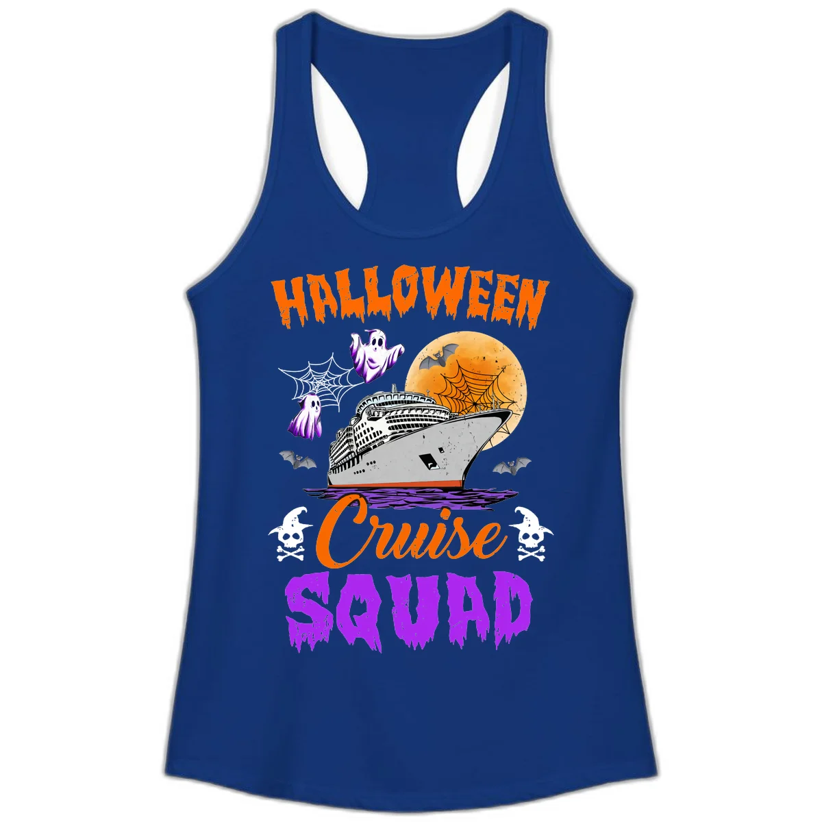 Halloween Cruise Squad Ladies Tank in Solid Royal
