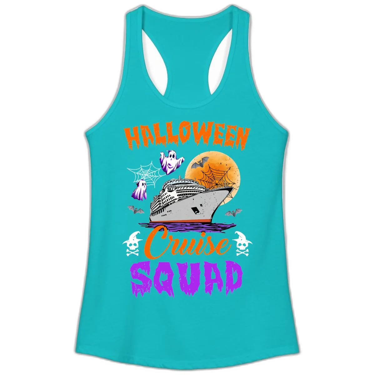 Halloween Cruise Squad Ladies Tank in Tahiti Blue