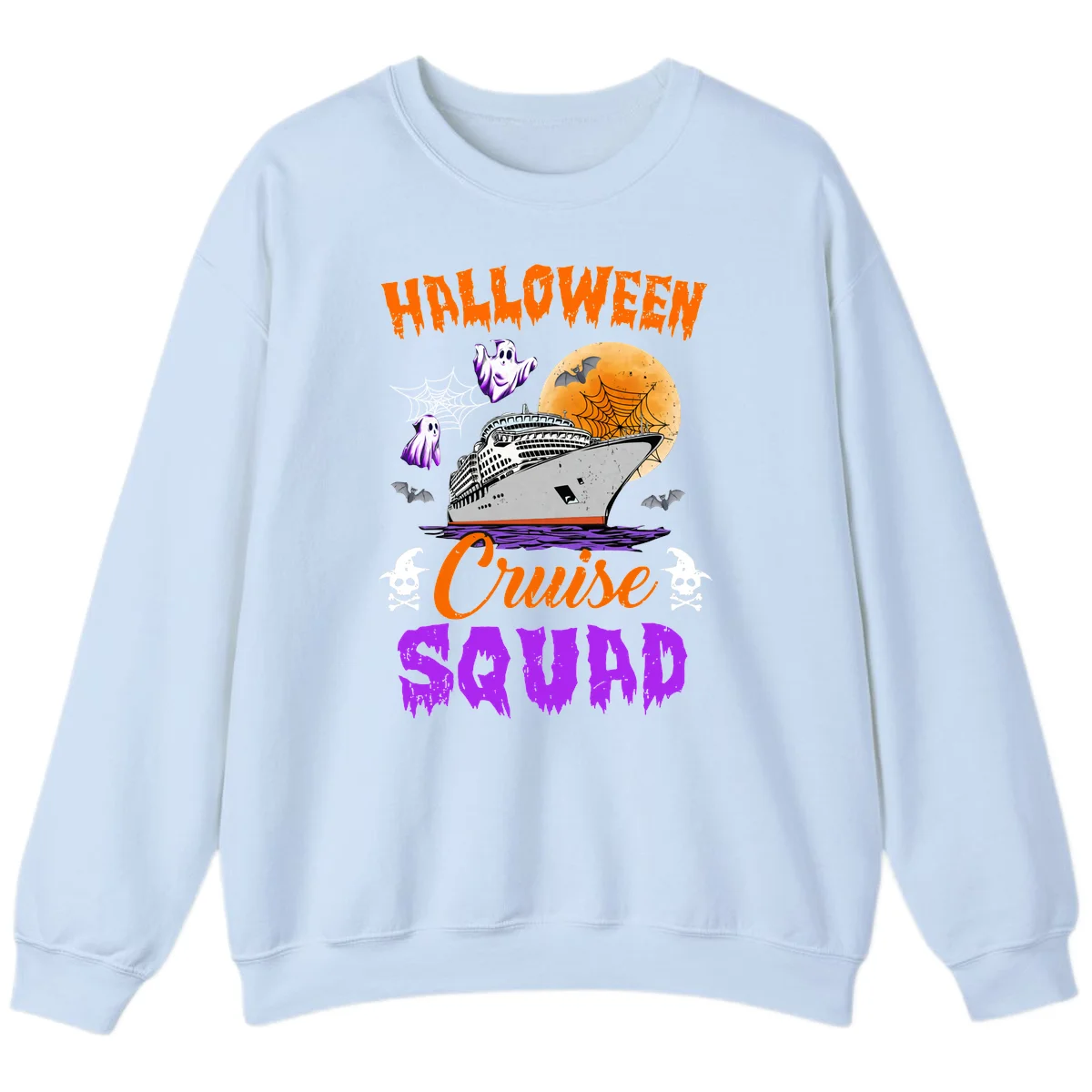 Halloween Cruise Squad Sweatshirt in Light Blue
