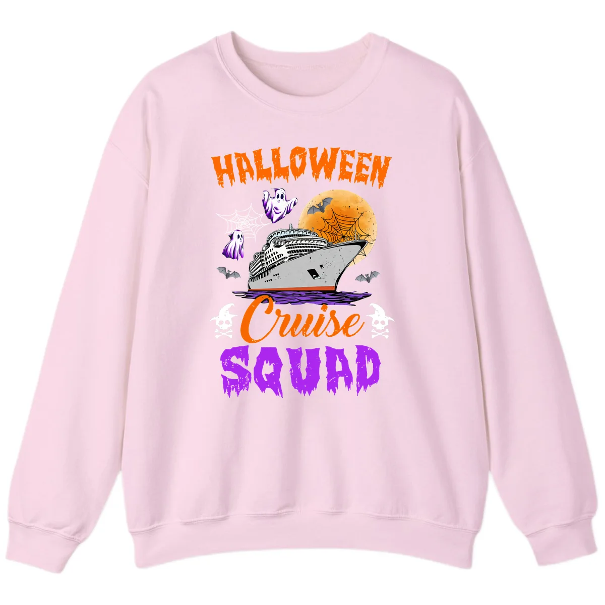 Halloween Cruise Squad Sweatshirt in Light Pink