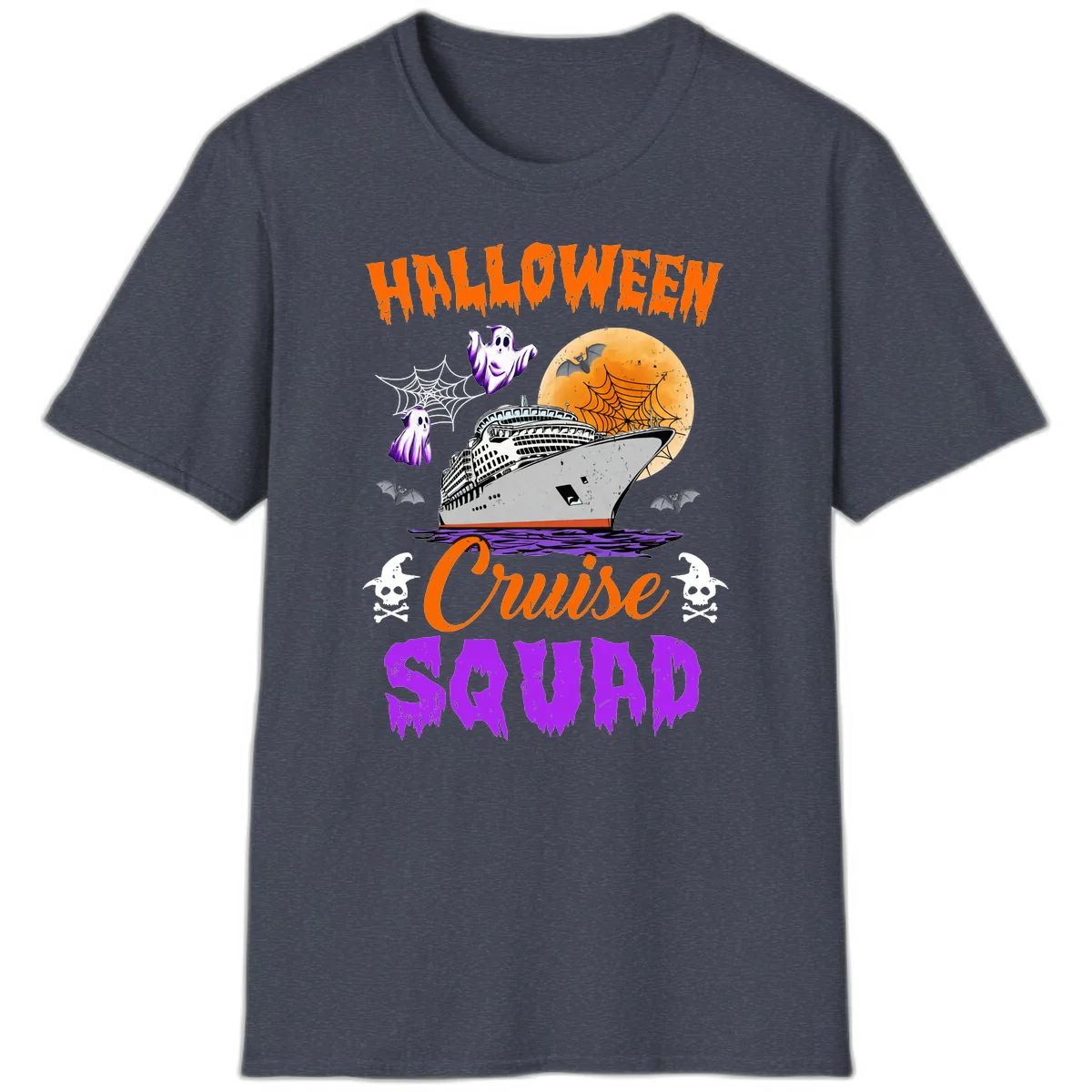 Halloween Cruise Squad T-Shirt in Heather Navy