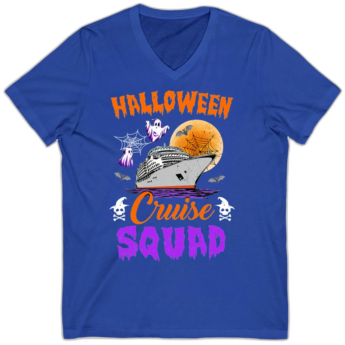 Halloween Cruise Squad V-Neck in True Royal