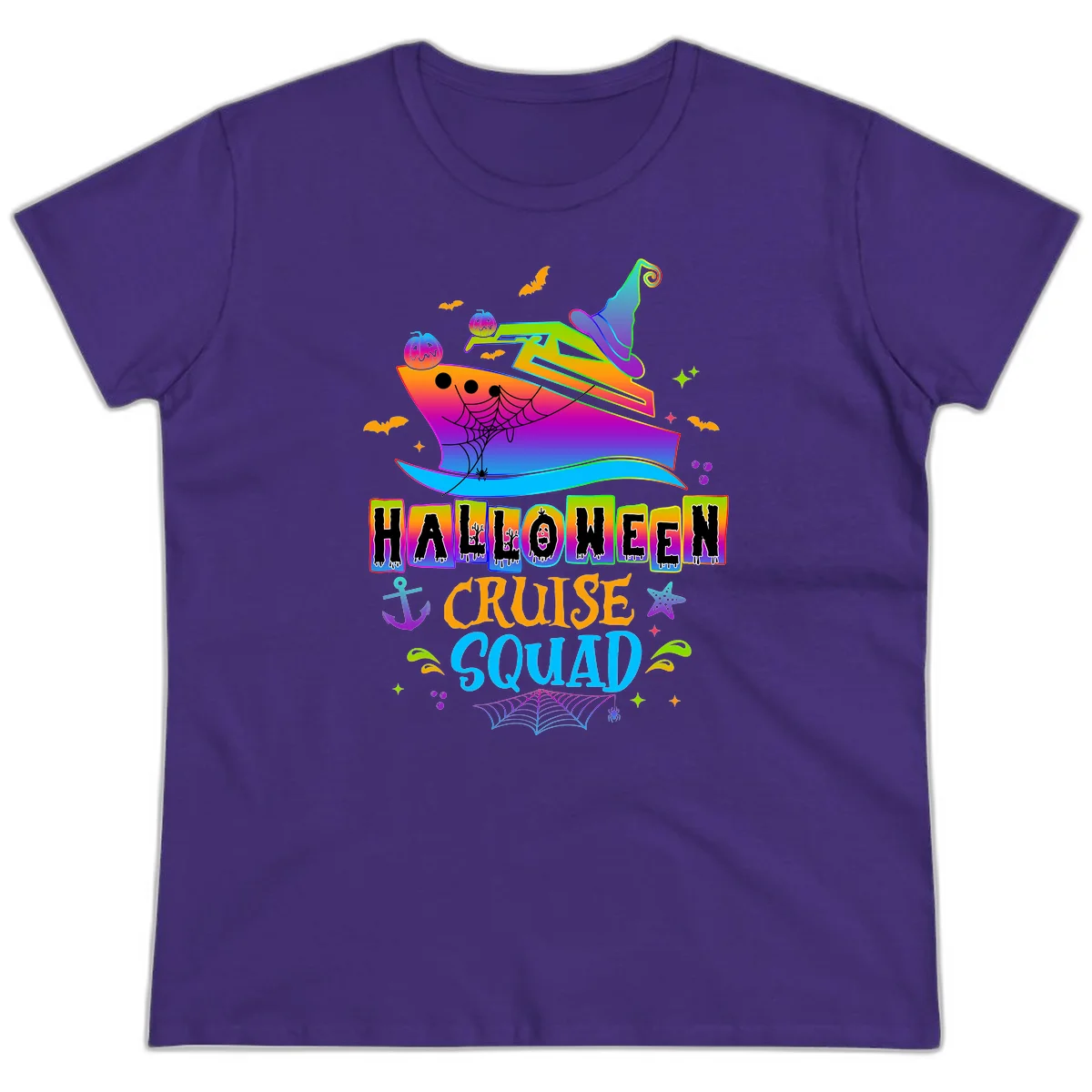 Halloween Cruise Squad Ladies Tee in Purple