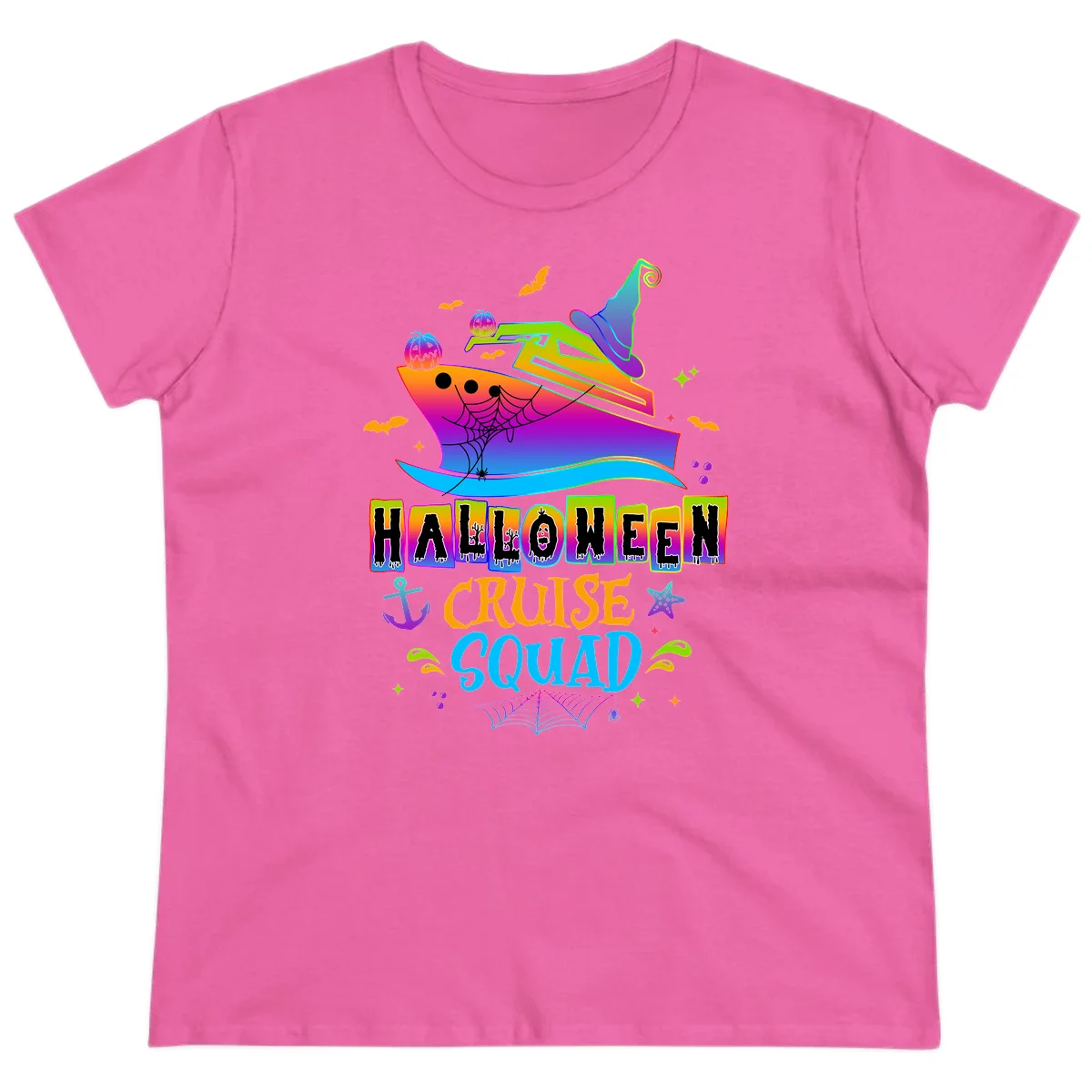 Halloween Cruise Squad Ladies Tee in Azalea